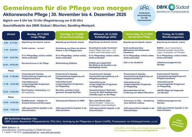 30. Nov. bis 4. Dez.: kostenfreie Aktionswoche Pflege
