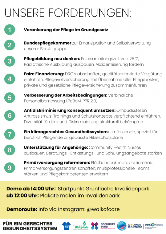 Forderungen des Walk of Care in Berlin 2026
